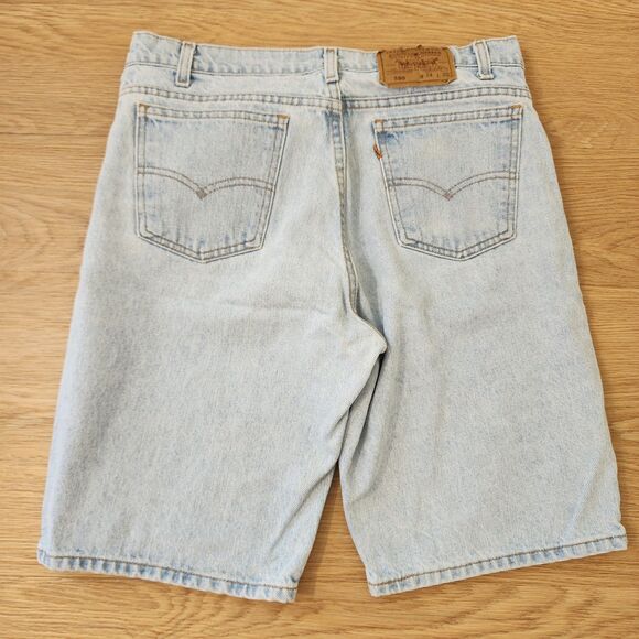 Levis 550 Relaxed Fit Denim Shorts Mens 34 Light Blue Wash Cotton Vtg Orange Tab - Picture 4 of 9
